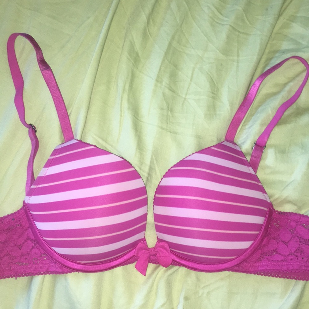 Aerie pink striped 32B demi-coverage Bra